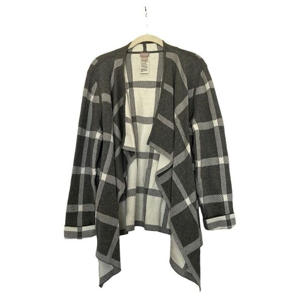 Chico’s Sz.2 L open gray and white cardigan - Picture 1 of 4
